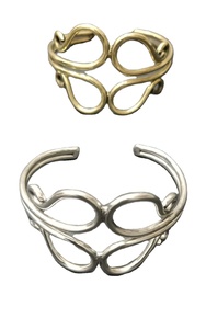 Bracelets bohèmes en argent et laiton anciens, bijoux de costume indiens faits à la main, artisanat d'Inde BL-110324Q - Product Image 2