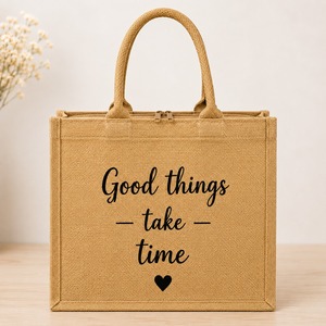 <b>Jute</b> Letter Pattern Tote <b>Bag</b> Woven Shopping <b>Bag</b> Reusable Carryall <b>Gift</b> Grocery <b>Bag</b> Rope Handle Zipper Closure Gujarat for Party - Product Image 4