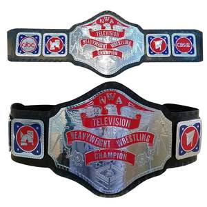 Cinturón de Campeonato de Televisión NWA, Cuero Negro con Diseño Rojo y Plateado, Cinturón de Lucha Libre de Primera Calidad para Fanáticos y Coleccionistas - Product Image 2