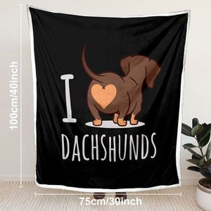 Cute Dachshund 3D Printed Reversible Bed Sherpa Blanket for Dachshund Lovers Reversible Fleece Wiener Sausage Pet Blanket Throw - Product Image 2