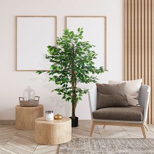 Albero di Banyan Artificiale Sempreverde da Interno di 1,5 m con Vaso per Decorazioni di Halloween, Casa, Ufficio e Soggiorno - Product Image 2