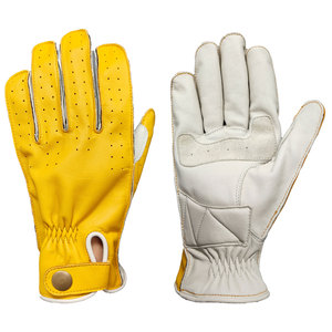 Gants de course en cuir jaune, à doigts entiers, respirants, avec fermeture à bouton, unisexes, pour la conduite en extérieur - Product Image 5