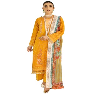 Trajes de lujo de 3 piezas para mujer, hermosos y elegantes ChikanKari Lawn tejidos con el logotipo de impresión digital CHARIZMA Back-TEHZEEB Collection - Product Image 1