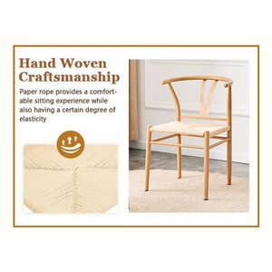 Sedia da Pranzo Wesborn a Y in Stile Medievale, Colore Legno Naturale con Dettagli in Ferro e Seduta Intrecciata in Corda Naturale per Poltrona - Product Image 5