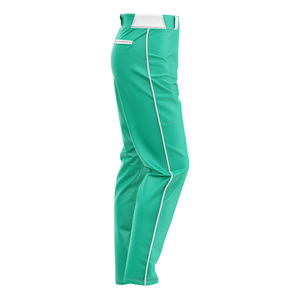 Pantalon de baseball rose imperméable pour femme avec bande blanche et logo brodé, fermeture boutonnée sur le devant, coupe ajustée, en polyester, pour softball - Product Image 5