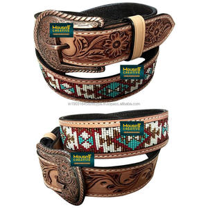 OEM vente en gros de ceinture unisexe en cuir de vachette véritable Design occidental classique avec longueur personnalisée usinée à la main en zinc peint Logo personnalisé - Product Image 6