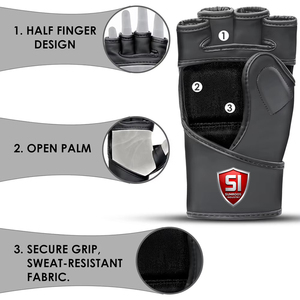 Guantes de Entrenamiento Unisex de Medio Dedo de PU de SUMROOS INDUSTRY, Cierre Ajustable con Gancho y Bucle para MMA, Boxeo, Artes Marciales, Personalizables - Product Image 4