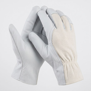 Industrial Cowhide Grain Leather Safety <b>Gloves</b> Elastic Cuff Breathable Anti-Vibration for Construction Abrasion Resistant - Product Image 2
