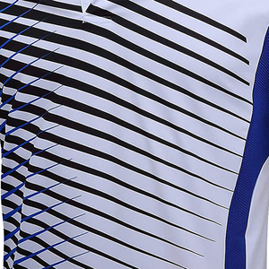 Polo homme blanc et bleu rayé à manches courtes, séchage rapide, tricoté, design sportif, longueur classique, vêtement de mode - Product Image 5