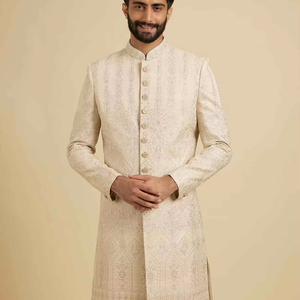 Salwar Kameez Premium para Novio, Traje Indio Pakistaní con Bordado Intenso, Vestido Real para Boda, Protección Solar, Sin Arrugas - Product Image 1