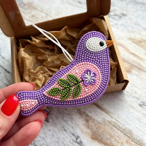 Beaded Bird Keychain Embroidered Seed Bead Pendant Cute Animal Bag Charm Gift for <b>Women</b> - Product Image 2