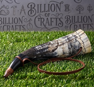 Corne de buffle naturelle, corne à souffler viking, faite à la main, polie, toucher réel, instrument de signalisation médiéval par Billion of Crafts - Product Image 5