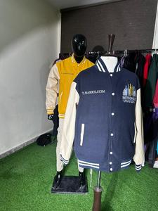 Custom Unisex Coated Varsity <b>Jacket</b> Oversized <b>Baseball</b> with Stand Collar Contrast Sleeves OEM ODM Winter Streetwear - Product Image 4