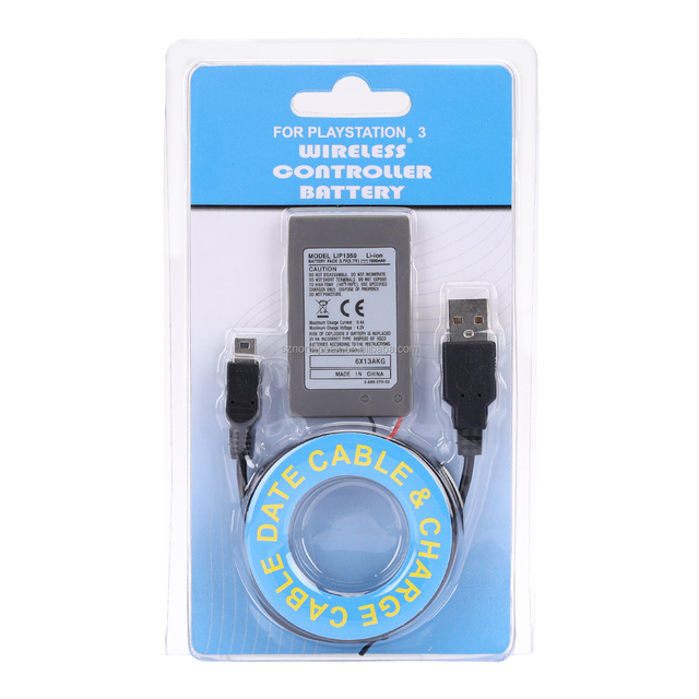 1800mAh Replacement Battery Pack for PS3 Controller Rechargeable Batteries with Cable