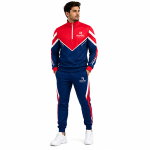 RONAL SPORTS Survêtement Homme Color Block Manches Longues Col Montant Respirant Sportif pour Jogging Coupe Classique Automne - Product Image 3