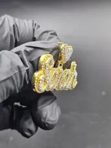 Pendentif personnalisé en argent S925 avec nom, serti de moissanite, style hip-hop, bijou personnalisé avec un look de diamant étincelant - Product Image 2