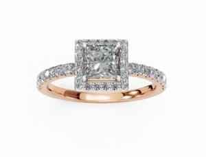 แหวนเพชรทรงปรินเซสคัทแบบฮาโล เพชรเลี้ยงในห้องปฏิบัติการ น้ำหนักรวม 0.815 กะรัต ประดับด้วยเพชรระยิบระยับ 37 เม็ด ตัวเรือนทอง 9, 14 หรือ 18 กะรัต เครื่องประดับชั้นดี - Product Image 6