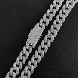 <b>Mens</b> Lab Grown Diamond Cuban Link <b>Chain</b> 925 <b>Silver</b> Iced Curb <b>Chain</b> Statement Necklace Luxury Fashion Jewellery - Product Image 3