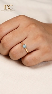 Bijoux de luxe certifiés IGI pour femmes, bague de fiançailles en or jaune massif 14 carats, diamant cultivé en laboratoire et Yag Paraiba bleu cultivé en laboratoire - Product Image 4