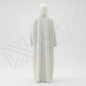 Abaya de conception élégante et modeste pour femmes musulmanes, robe de l'Aïd, ornée de perles, légère, longueur cheville, en polyester soyeux, ensemble 2 pièces Kaftan - Product Image 2
