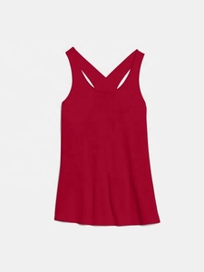 Women's O-Neck Sleeveless Solid Knitted Eco-Friendly Breathable Polyester/Cotton Tank <b>Top</b> Casual Summer Style Red - Product Image 1