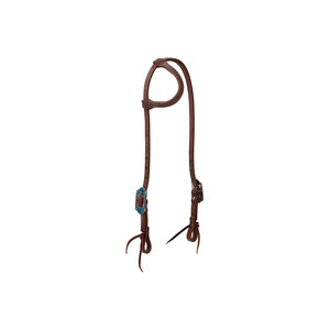 Cabezada de cuero marrón para caballo con hebilla decorativa de concho turquesa, brida para caballo para equitación - Product Image 1