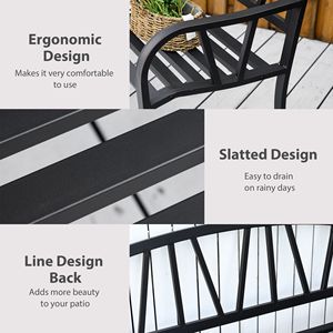 Divanetto da Giardino Ergonomico a 2 Posti in Metallo, Panchina Decorativa da Esterno con Schienale e Braccioli - Product Image 5