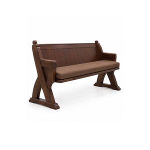 Banc d'église en bois massif avec coussin, sièges de chapelle en bois, banc en bois sur mesure disponible pour les espaces intérieurs d'églises - Product Image 3