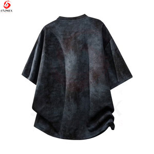 เสื้อยืดคอกลมแขนสั้นทรงบ็อกซี่ฟิตโอเวอร์ไซส์สำหรับผู้ชาย ผ้าฝ้าย 100% เนื้อหนา ระบายอากาศได้ดี เป็นมิตรกับสิ่งแวดล้อม สไตล์ลำลองแนวสตรีทแวร์ - Product Image 2