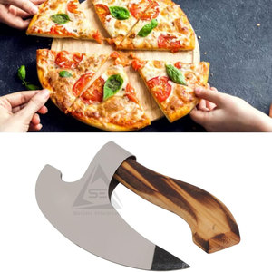 Customized Logo Printing Hot Sale Pizza Cutting <b>Axe</b> Custom Made Heavy Duty <b>Wood</b> Handle Stainless Steel Blade - Product Image 4