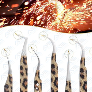 Pinzas de punta de fibra de acero inoxidable plateado de 90 grados para extensiones de pestañas herramientas cosméticas para el cuidado de la belleza - Product Image 4