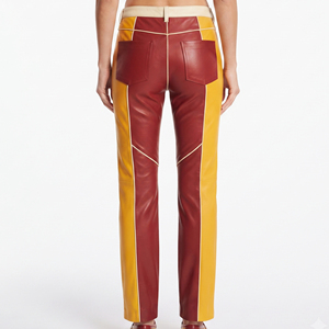 Custom Design Women Genuine Leather Pants Female Pockets Leather <b>Trousers</b> Ladies Slim Fit Leather Pants - Product Image 2