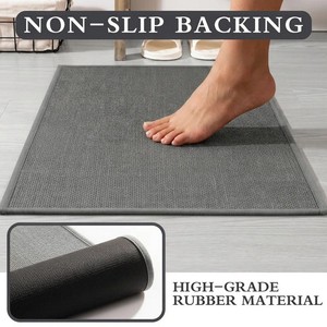 Juego de 4 Alfombrillas de Baño Modernas de Microfibra Gris, Rectangulares, Antideslizantes con Base de Goma para Baño - Product Image 2