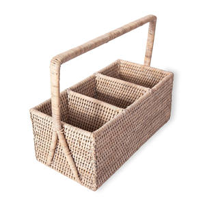 Cesta de mimbre para utensilios, cesta de mimbre tejida natural hecha a mano, compartimiento de almacenamiento - Product Image 3