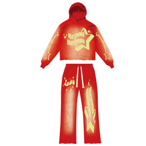 ชุดวอร์มมีฮู้ดสีแดงสำหรับผู้หญิง พิมพ์ลายตัวอักษรแบบ Sublimation ทรงปกติ ระบายอากาศได้ดี น้ำหนักปานกลาง มีเชือกผูก - Product Image 1