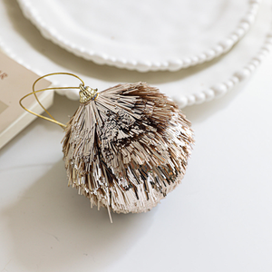 Boules de Noël champagne 8 cm, décorations de Noël incassables, style métallique, boules en forme de tube scintillantes pour l'arbre - Product Image 4