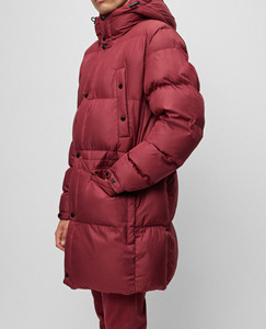 Abrigo largo con capucha para hombre, abrigo acolchado hasta la rodilla con bolsillos, ropa de abrigo cálida de invierno de color sólido - Product Image 2