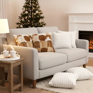 SOGA 6PC 45cm Decorative Pillowcases 2 Cowhide Patchwork 4 Elegant White Textured Pillow Covers for <b>Sofa</b> Bedroom Premium <b>Fabric</b> - Product Image 6