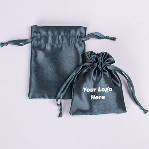 Luxury Packing Custom Logo Drawstring Satin Pouch Bag for Jewelry Storage Rectangular Shape with Elegant Design - Product Image 3