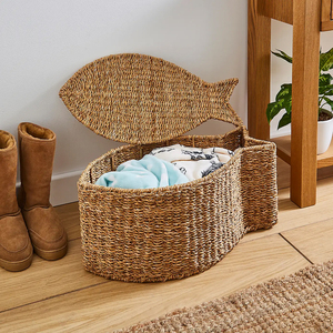 Panier de rangement en jonc de mer en forme de poisson, tressé, naturel, pour chambre d'enfant, fabriqué au Vietnam, fournisseur direct d'usine, écologique, vente en gros - Product Image 5
