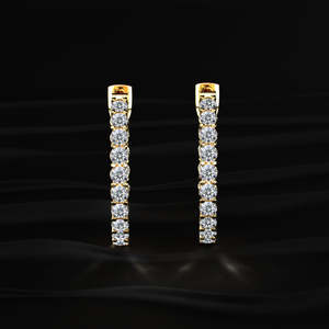 0.70 TCW Round Moissanite Inside Out Hoop <b>Earrings</b> 14K Gold Shared Prong Hinged Hoops VVS Moissanite 925 <b>Silver</b> Jewelry Gift - Product Image 2
