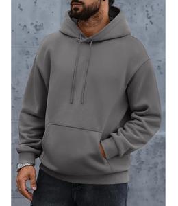 Nueva Sudadera con Capucha para Hombre, Elegante, 100% Algodón, Forrada, Manga Larga, Cuello Caído, Color Sólido, Cómoda, Tallas Grandes, Personalizable - Product Image 3