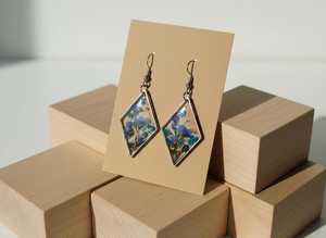 <b>Resin</b> Natural Pearl Teardrop Drop Earrings Hand Painted Islamic Fashion Party Women's MN EXPORTS - Product Image 3