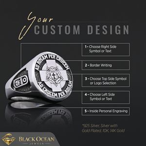 Bague BOJ RCJ 005 personnalisée en argent et diamant, bague de diplôme universitaire unisexe, cadeau pour les occasions de fête, prix bas - Product Image 3