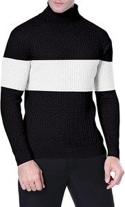 Pull à col roulé en tricot noir uni pour homme, manches longues, vêtements d'hiver - Product Image 5