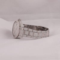 Montre Hip Hop Unisexe de Luxe en Acier Inoxydable Entièrement Sertie de Diamants Moissanite, Cadran en Cristal Saphir, Résistance à l'Eau 10 Bar, Date Automatique