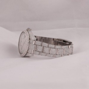 Reloj de Lujo de Acero Inoxidable con Incrustaciones de Diamantes Redondos de Moissanita, Estilo Hip Hop, para Hombre y Mujer, India - Product Image 3