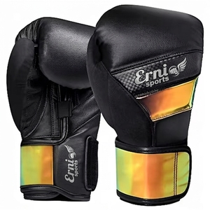 Gants de boxe MMA personnalisés avec logo imprimé, en cuir PU, fermeture auto-agrippante, unisexe, pour sac de frappe lourd, entraînement - Product Image 1
