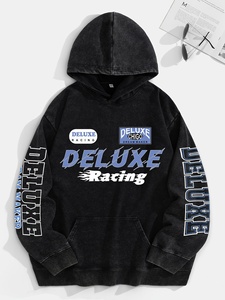 Sudadera con Capucha Extra Grande, Estilo Vintage, Lavado Ácido, Tejido Grueso, con Logotipo Personalizado, Sudadera Urbana para Hombre, Cómoda, de Algodón - Product Image 1