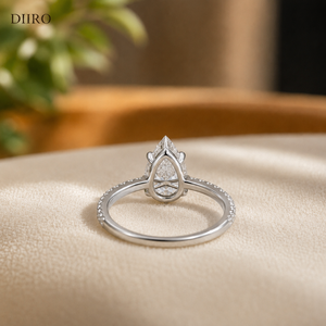Bague de fiançailles en diamant taille poire avec pavé, plaqué or blanc, bijoux de mariage en moissanite pour femme - Product Image 5